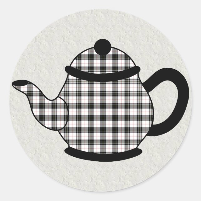 Macpherson Tartan Plaid Teapot Classic Round Sticker (Front)