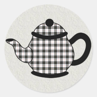 Macpherson Tartan Plaid Teapot Classic Round Sticker