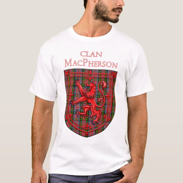 MacPherson Tartan Scottish Plaid Lion Rampant T-Shirt (Front)