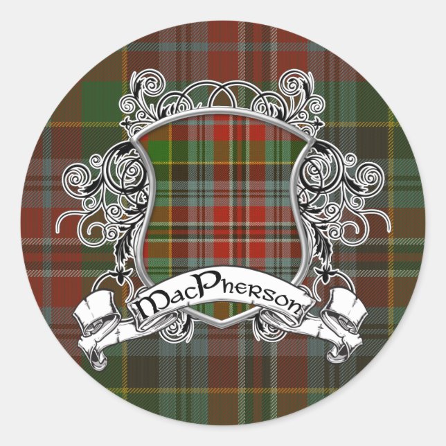 MacPherson Tartan Shield Classic Round Sticker (Front)
