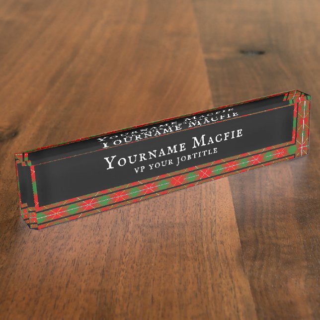 MacPhie MacFie Clan Tartan Plaid Nameplate (Side)