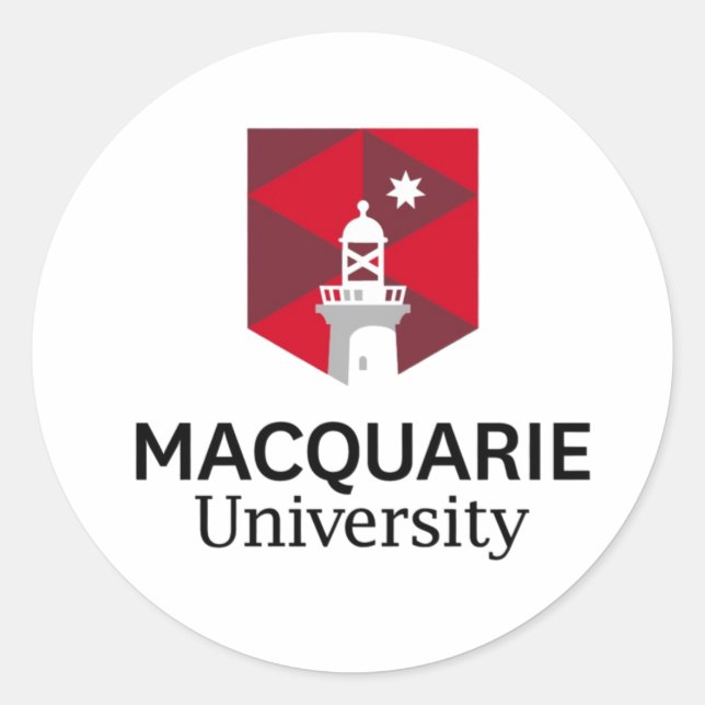 macquarie university classic round sticker (Front)