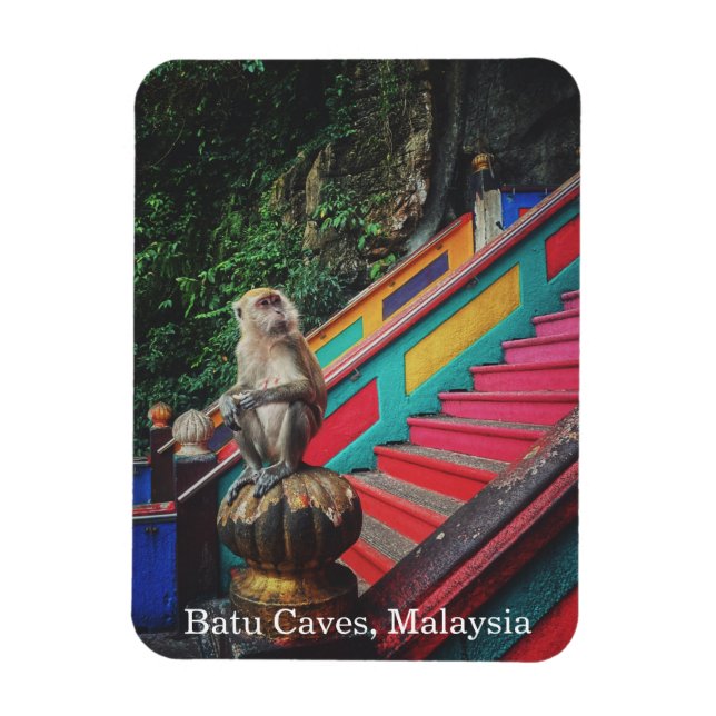Macque Monkey at Batu Caves, Malaysia Travel Magnet (Vertical)