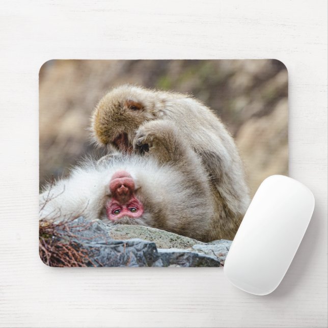 Macque Monkey, Enjoying the Good Life Mouse Pad (With Mouse)