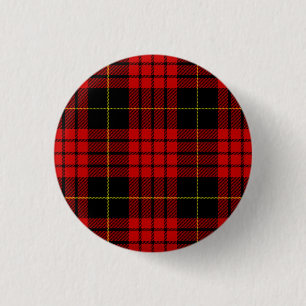MacQueen Tartan Red and Black Plaid 3 Cm Round Badge