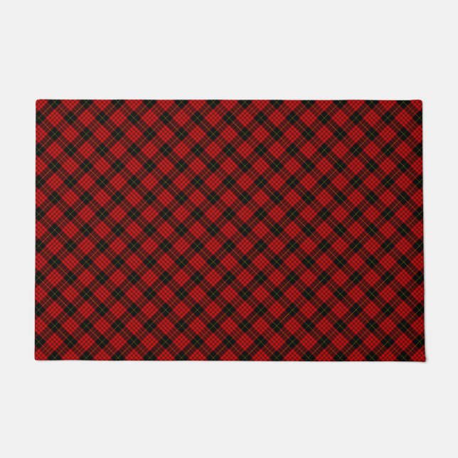 MacQueen Tartan Red and Black Plaid Doormat (Front)