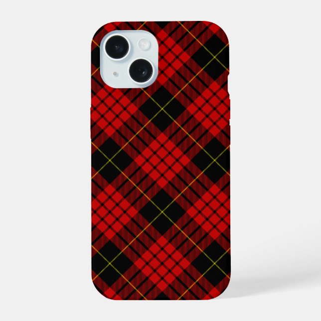 MacQueen Tartan Red and Black Plaid iPhone 15 Case (Back)