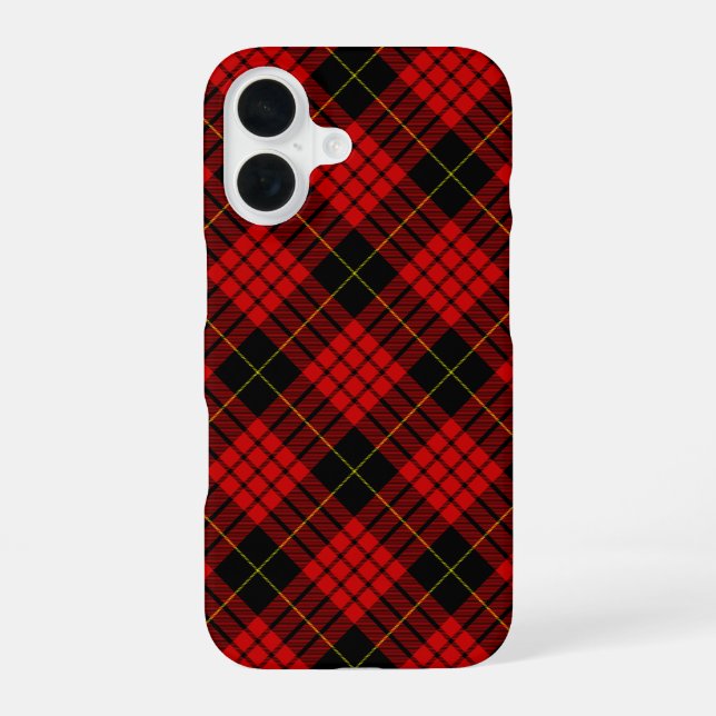 MacQueen Tartan Red and Black Plaid iPhone 16 Case (Back)