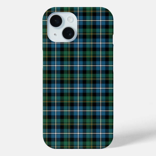 MacRae Clan Bright Blue and Green Hunting Tartan Case-Mate iPhone Case (Back)