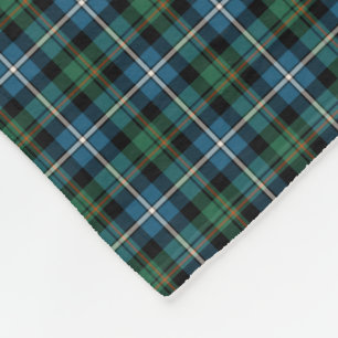 MacRae Clan Green and Blue Hunting Tartan Fleece Blanket