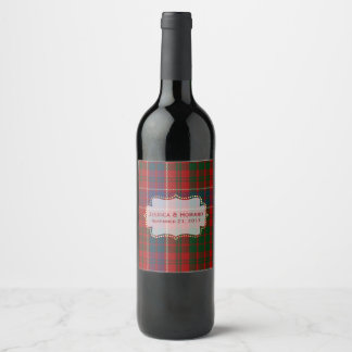 MacRae Tartan Plaid Wedding Wine Label