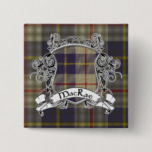 MacRae Tartan Shield 15 Cm Square Badge