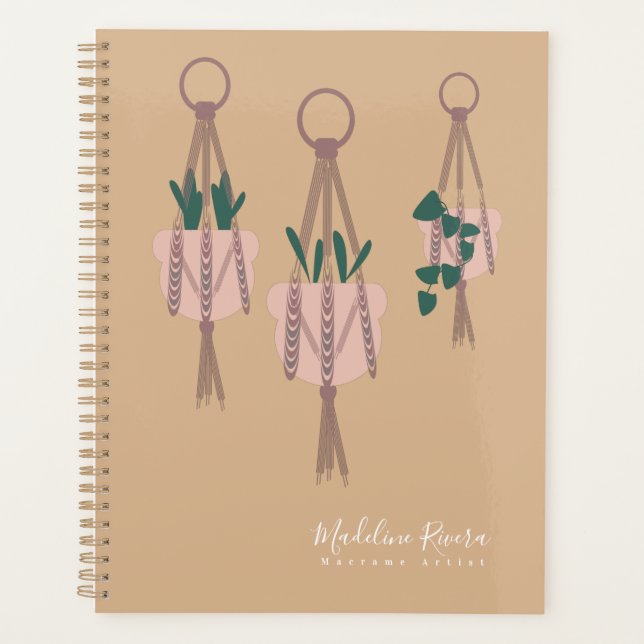 Macrame Artist Handmade Design Hanging Plant Tan Planner (Front)