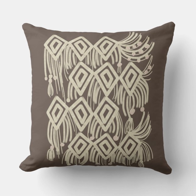 Macrame Bohemian Knitting Drawing Pattern Cushion (Front)