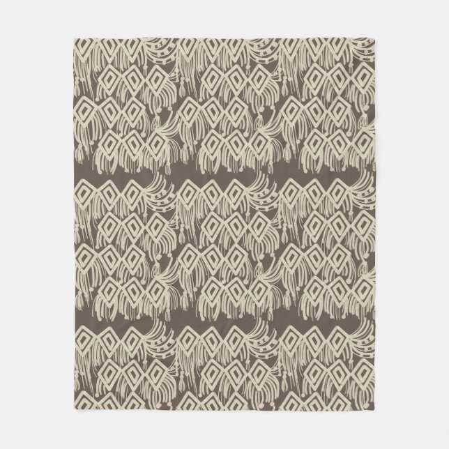 Macrame Bohemian Knitting Drawing Pattern Fleece Blanket (Front)