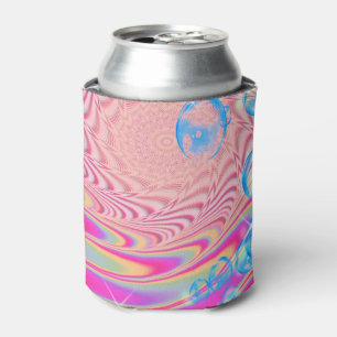 MACRAME'- Colourful Abstract Image of Fractal Art  Can Cooler