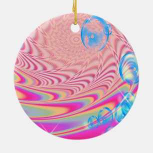 MACRAME'- Colourful Abstract Image of Fractal Art  Ceramic Tree Decoration