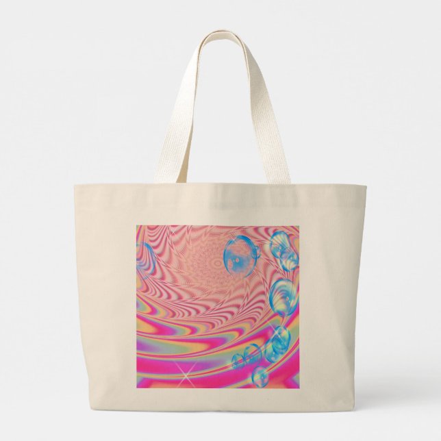 MACRAME'- Colourful Abstract Image of Fractal Art  Large Tote Bag (Back)