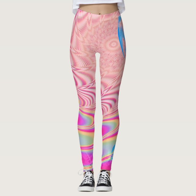 MACRAME'- Colourful Abstract Image of Fractal Art  Leggings (Front)