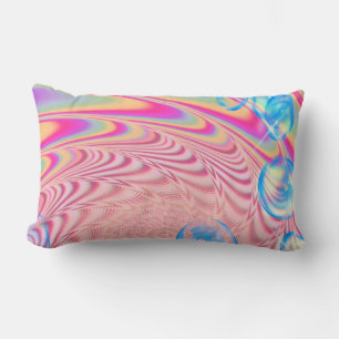 MACRAME'- Colourful Abstract Image of Fractal Art Lumbar Cushion