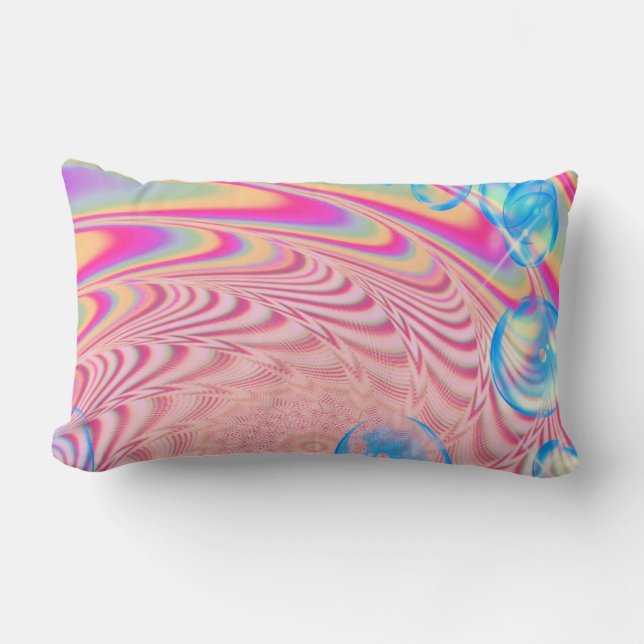 MACRAME'- Colourful Abstract Image of Fractal Art  Lumbar Cushion (Front)