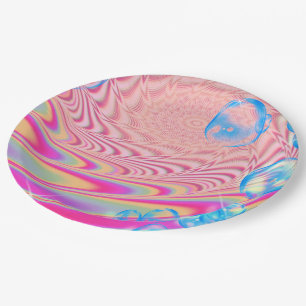 MACRAME'- Colourful Abstract Image of Fractal Art  Paper Plate