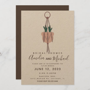 Macrame Plant Hanger Planter Cactus Bridal Shower Invitation