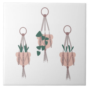 Macrame Plant Hanger Planter Pots Illustration Tile