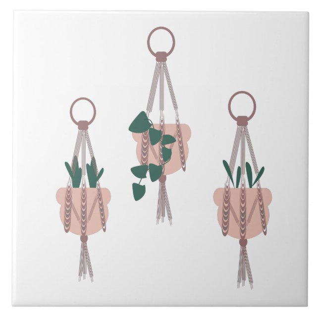 Macrame Plant Hanger Planter Pots Illustration Tile (Front)