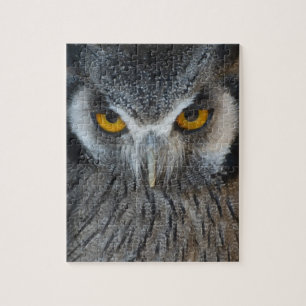 Macro Black and White Scops Owl Jigsaw Puzzle