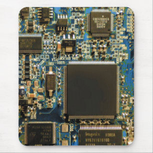 Macro Blue Circuit Board PCB Photo Mouse Pad