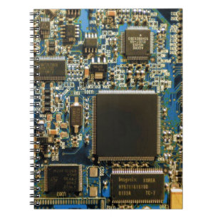 Macro Blue Circuit Board   PCB Photo Notebook