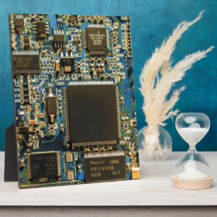 Macro Blue Circuit Board   PCB Photo Plaque