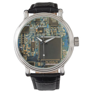 Macro Blue Circuit Board PCB Photo Watch