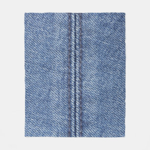 Macro Blue Denim, Close-Up Texture. Fleece Blanket