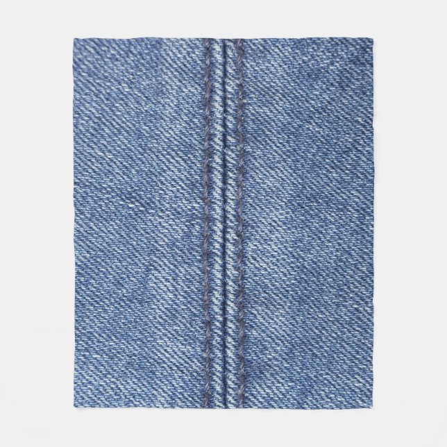 Macro Blue Denim, Close-Up Texture. Fleece Blanket (Front)