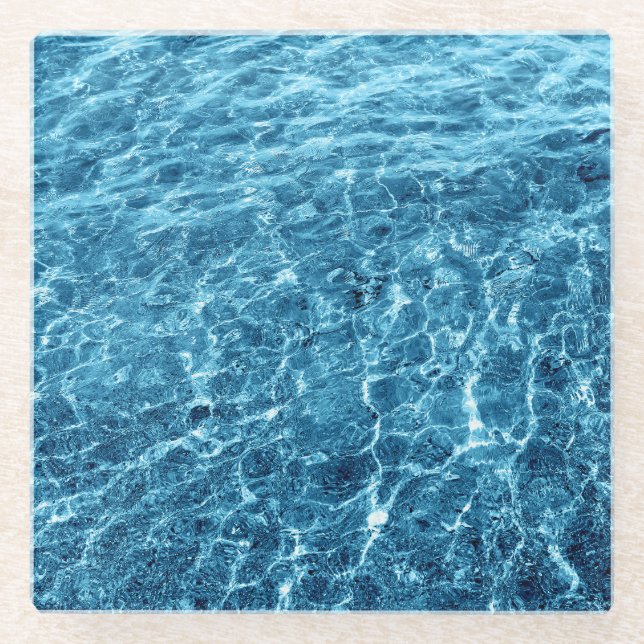 Macro Bubbling Blue Sea Photo Glass Coaster (Front)