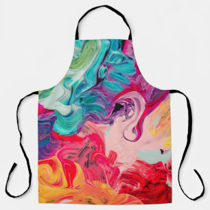 macro close up of different color oil paint. color apron