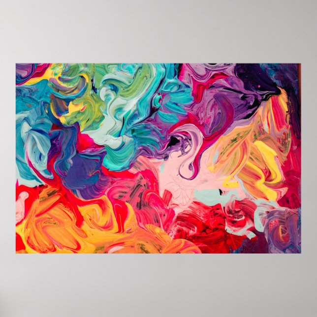 macro close up of different colour oil paint. colo poster (Front)