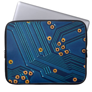 Macro close up view of computer electronic board,  laptop sleeve