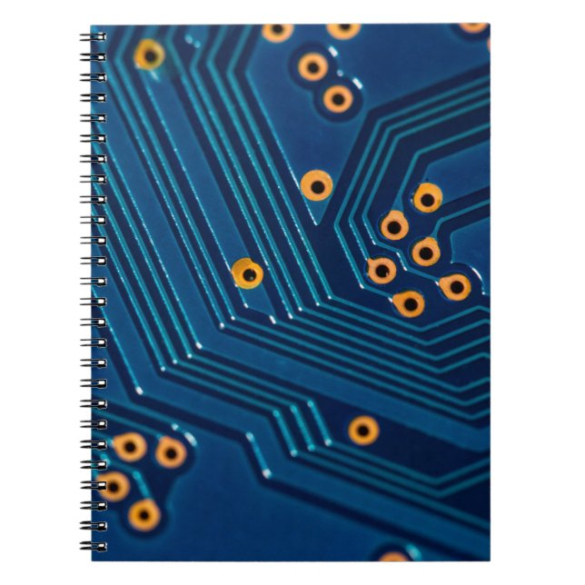 Macro close up view of computer electronic board,  notebook (Front)
