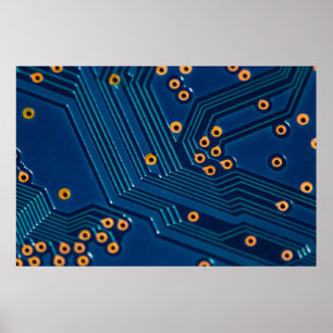 Macro close up view of computer electronic board,  poster