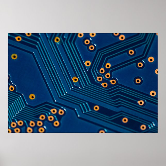 Macro close up view of computer electronic board,  poster (Front)