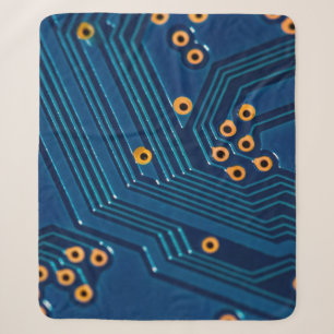 Macro close up view of computer electronic board, sherpa blanket