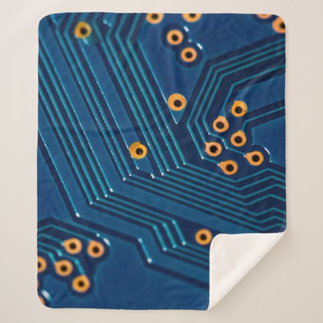 Macro close up view of computer electronic board,  sherpa blanket (Front)