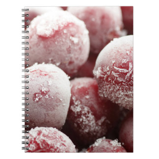 Macro frozen berries, closeup texture. notebook