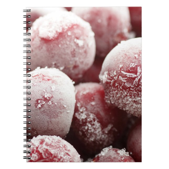 Macro frozen berries, closeup texture. notebook (Front)
