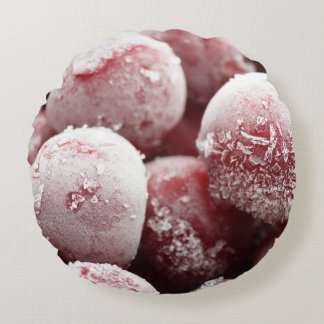 Macro frozen berries, closeup texture. round cushion