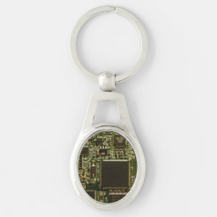 Macro Green Circuit Board PCB Photo Key Ring