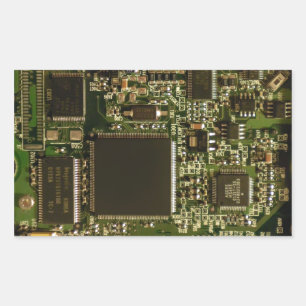 Macro Green Circuit Board   PCB Photo Rectangular Sticker